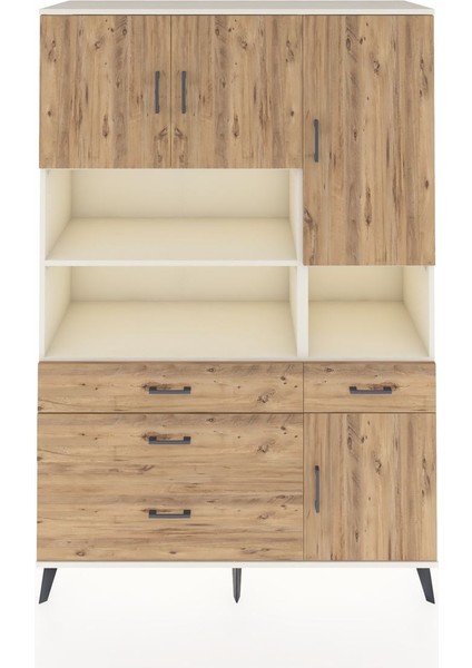 Hyperion Dolap 9 Raflı 4 Çekmeceli 4 Kapaklı 132X44X195 Aytaşı-Çam/çam