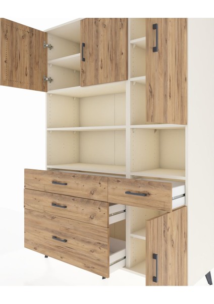 Hyperion Dolap 9 Raflı 4 Çekmeceli 4 Kapaklı 132X44X195 Aytaşı-Çam/çam fırsatları