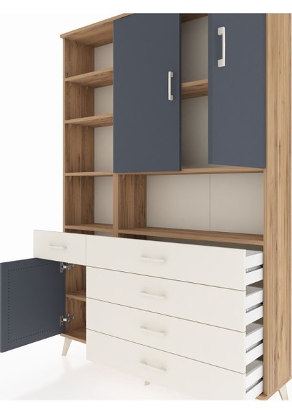 Arges Dolap 8 Raflı 5 Çekmeceli 3 Kapaklı 132X30X195 Çam-Antrasit/aytaşı fırsatları