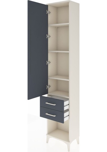 Arges Dolap 4 Raflı 2 Çekmeceli Tek Kapaklı 44X30X221 Aytaşı-Antrasit fırsatları