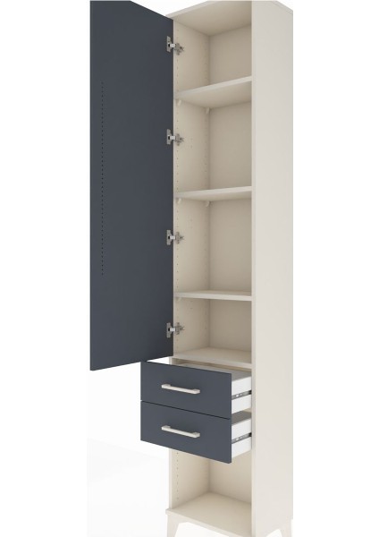 Arges Dolap 4 Raflı 2 Çekmeceli Tek Kapaklı 44X30X221 Aytaşı-Antrasit indirimleri