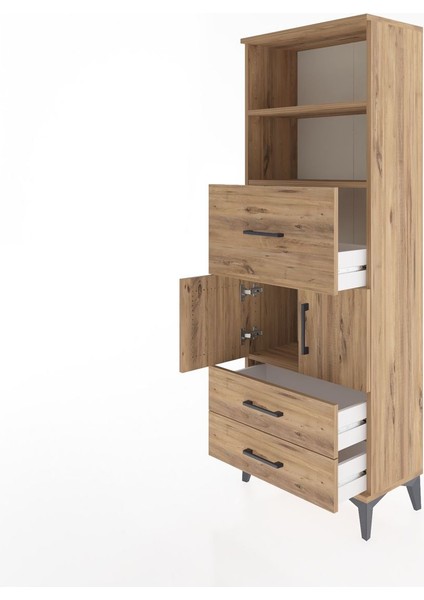 Arges Dolap 3 Raflı 3 Çekmeceli 2 Kapaklı 60X30X163 Çam-Çam fırsatları