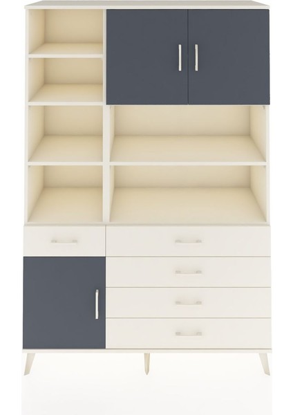 Hyperion Dolap 9 Raflı 5 Çekmeceli 3 Kapaklı 132X44X195 Aytaşı-Antrasit/aytaşı