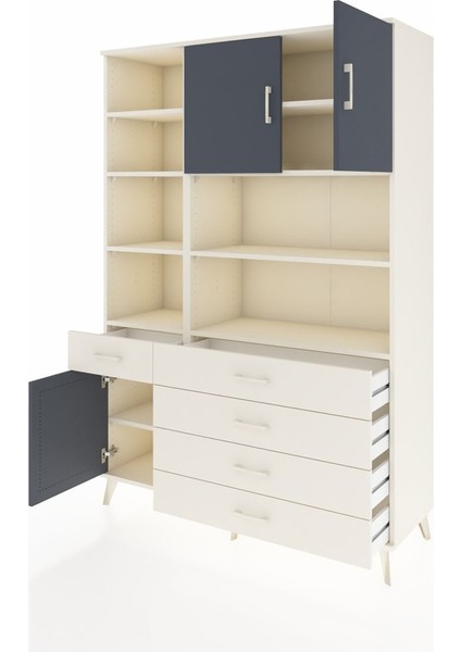 Hyperion Dolap 9 Raflı 5 Çekmeceli 3 Kapaklı 132X44X195 Aytaşı-Antrasit/aytaşı modelleri