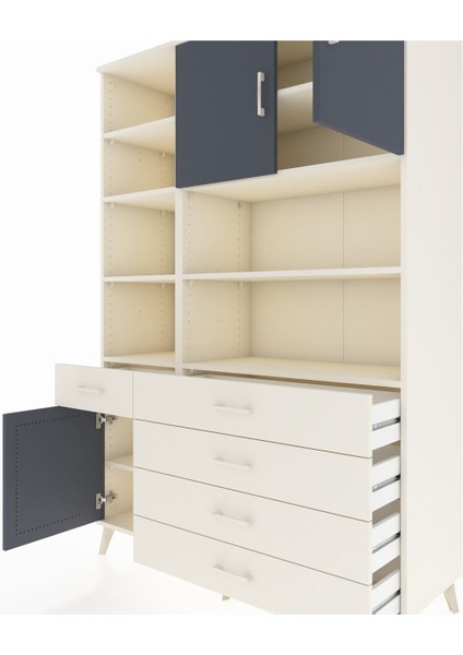 Hyperion Dolap 9 Raflı 5 Çekmeceli 3 Kapaklı 132X44X195 Aytaşı-Antrasit/aytaşı fırsatları