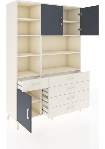 Hyperion Dolap 9 Raflı 5 Çekmeceli 3 Kapaklı 132X44X195 Aytaşı-Antrasit/aytaşı indirimleri