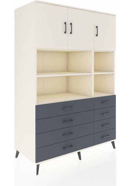 Kronos Dolap 8 Raflı 8 Çekmeceli 3 Kapaklı 132X59X195 Aytaşı-Aytaşı/antrasit fiyatları