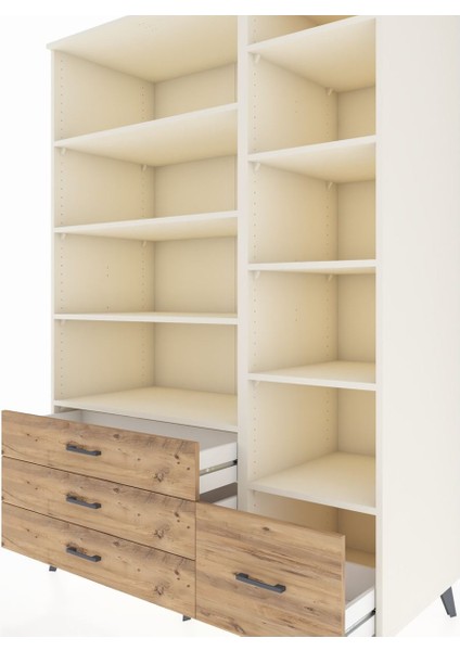 Kronos Dolap 9 Raflı 4 Çekmeceli 132X59X195 Aytaşı-Aytaşı/çam fırsatları