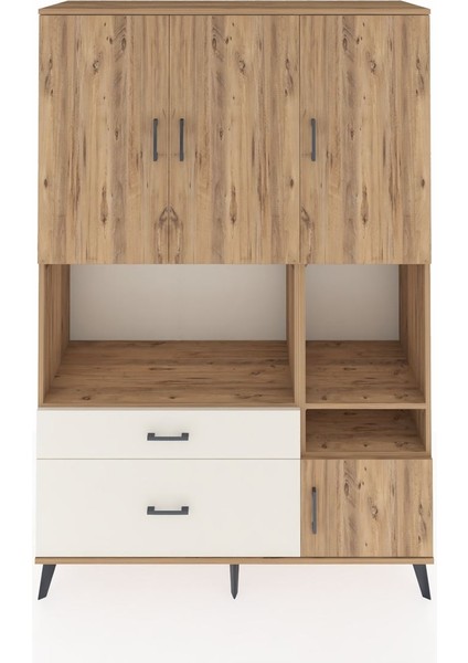 Hyperion Dolap 7 Raflı 2 Çekmeceli 4 Kapaklı 132X44X195 Çam-Çam/aytaşı