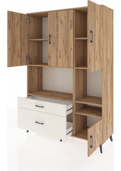 Hyperion Dolap 7 Raflı 2 Çekmeceli 4 Kapaklı 132X44X195 Çam-Çam/aytaşı modelleri