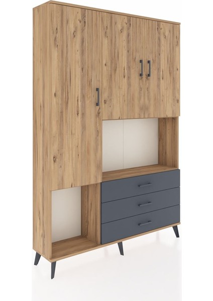 Arges Dolap 6 Raflı 3 Çekmeceli 3 Kapaklı 132X30X195 Çam-Çam/antrasit fiyatları