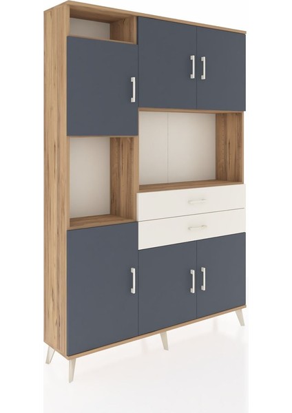 Arges Dolap 8 Raflı 2 Çekmeceli 6 Kapaklı 132X30X195 Çam-Antrasit/aytaşı fiyatları