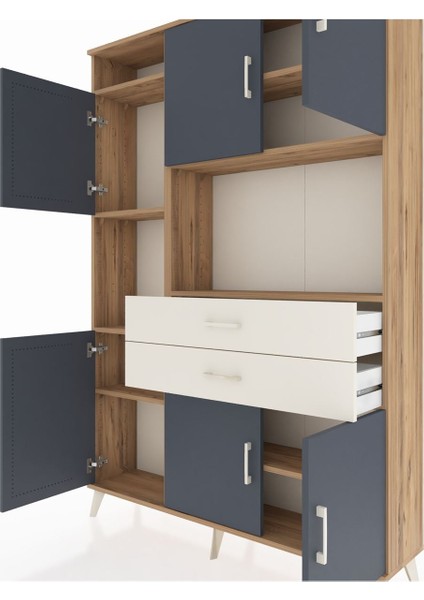 Arges Dolap 8 Raflı 2 Çekmeceli 6 Kapaklı 132X30X195 Çam-Antrasit/aytaşı fırsatları