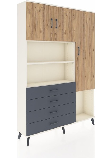 Arges Dolap 8 Raflı 4 Çekmeceli 3 Kapaklı 132X30X195 Aytaşı-Çam/antrasit fiyatları