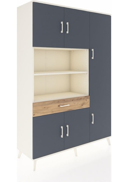 Hyperion Dolap 10 Raflı Tek Çekmeceli 6 Kapaklı 132X44X195 Aytaşı-Antrasit/çam fiyatları