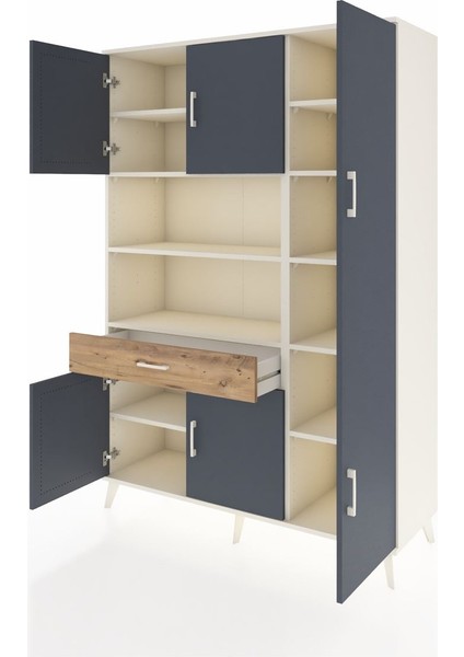 Hyperion Dolap 10 Raflı Tek Çekmeceli 6 Kapaklı 132X44X195 Aytaşı-Antrasit/çam modelleri