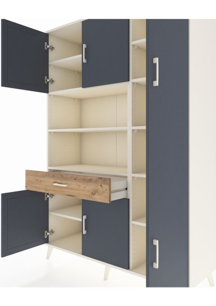 Hyperion Dolap 10 Raflı Tek Çekmeceli 6 Kapaklı 132X44X195 Aytaşı-Antrasit/çam fırsatları