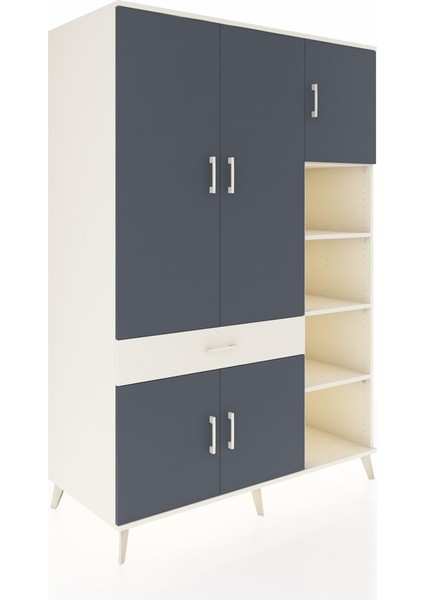 Kronos Dolap 10 Raflı Tek Çekmeceli 5 Kapaklı 132X59X195 Aytaşı-Antrasit/aytaşı fiyatları