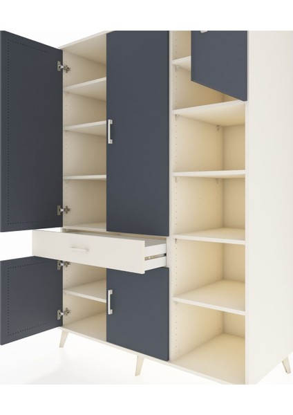 Kronos Dolap 10 Raflı Tek Çekmeceli 5 Kapaklı 132X59X195 Aytaşı-Antrasit/aytaşı fırsatları