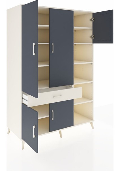 Kronos Dolap 10 Raflı Tek Çekmeceli 5 Kapaklı 132X59X195 Aytaşı-Antrasit/aytaşı indirimleri