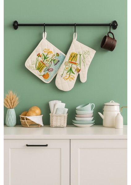 Çiçek Desenli Eldiven Tutaç