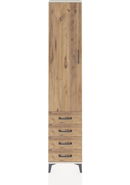 Arges Dolap 4 Raflı 4 Çekmeceli Tek Kapaklı 44X30X221 Aytaşı-Çam