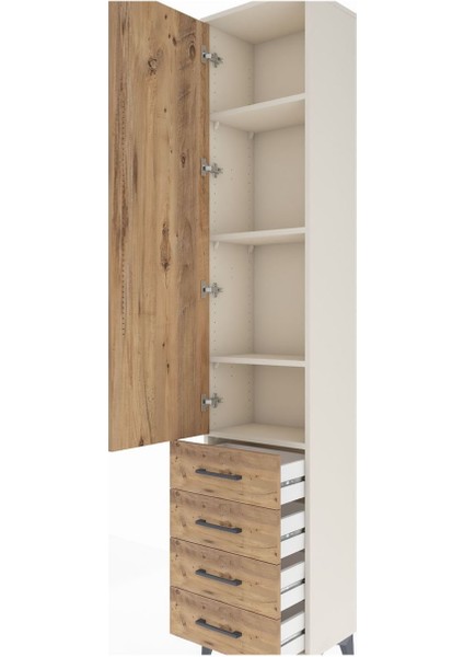 Arges Dolap 4 Raflı 4 Çekmeceli Tek Kapaklı 44X30X221 Aytaşı-Çam indirimleri