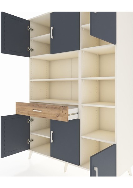 Hyperion Dolap 10 Raflı Tek Çekmeceli 6 Kapaklı 132X44X195 Aytaşı-Antrasit/çam fırsatları