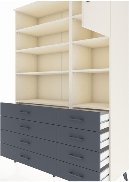 Hyperion Dolap 8 Raflı 8 Çekmeceli Tek Kapaklı 132X44X195 Aytaşı-Aytaşı/antrasit fırsatları