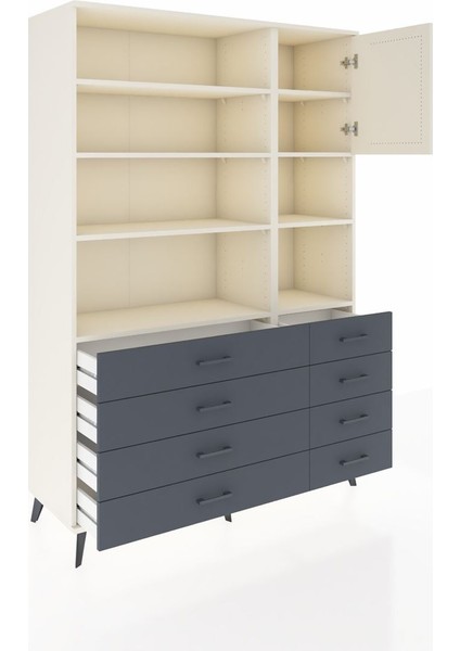 Hyperion Dolap 8 Raflı 8 Çekmeceli Tek Kapaklı 132X44X195 Aytaşı-Aytaşı/antrasit indirimleri