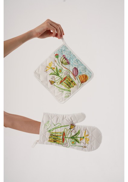 Çiçek Desenli Eldiven Tutaç modelleri