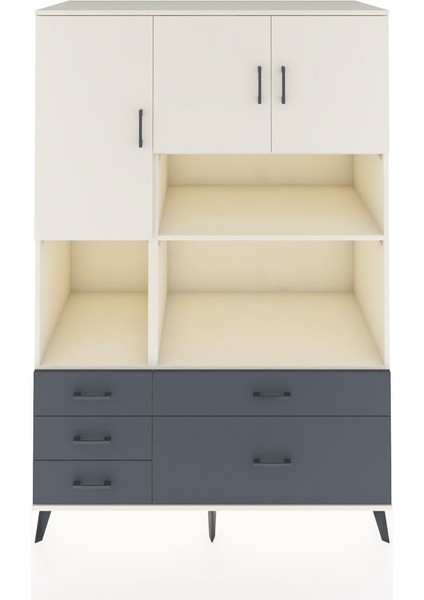 Kronos Dolap 8 Raflı 5 Çekmeceli 3 Kapaklı 132X59X195 Aytaşı-Aytaşı/antrasit