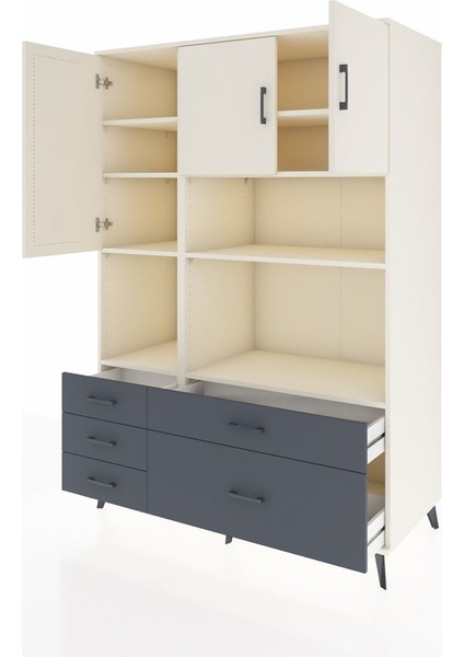 Kronos Dolap 8 Raflı 5 Çekmeceli 3 Kapaklı 132X59X195 Aytaşı-Aytaşı/antrasit modelleri