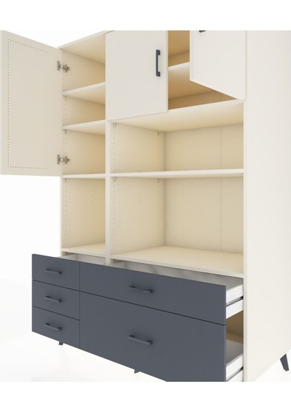 Kronos Dolap 8 Raflı 5 Çekmeceli 3 Kapaklı 132X59X195 Aytaşı-Aytaşı/antrasit fırsatları