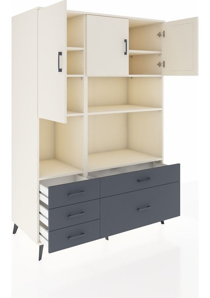 Kronos Dolap 8 Raflı 5 Çekmeceli 3 Kapaklı 132X59X195 Aytaşı-Aytaşı/antrasit indirimleri