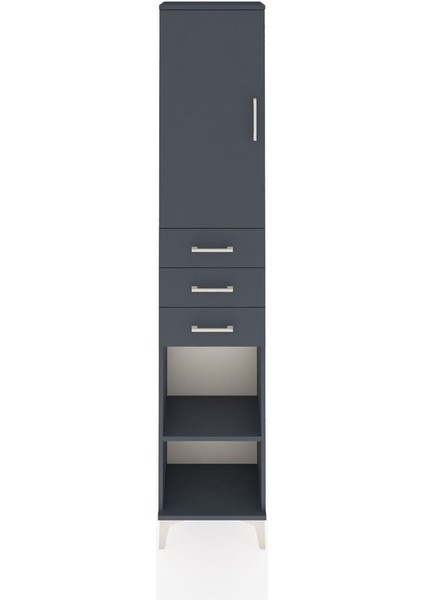 Arges Dolap 4 Raflı 3 Çekmeceli Tek Kapaklı 44X30X221 Antrasit-Antrasit