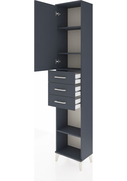 Arges Dolap 4 Raflı 3 Çekmeceli Tek Kapaklı 44X30X221 Antrasit-Antrasit fırsatları