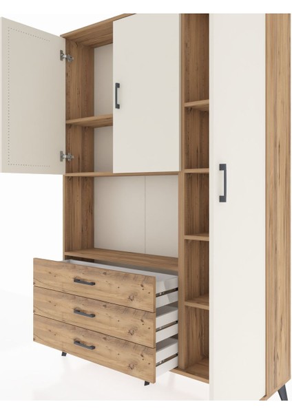 Arges Dolap 7 Raflı 3 Çekmeceli 3 Kapaklı 132X30X195 Çam-Aytaşı/çam fırsatları