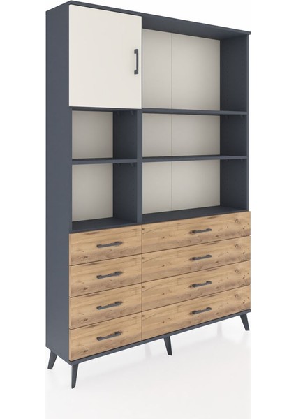 Arges Dolap 7 Raflı 8 Çekmeceli Tek Kapaklı 132X30X195 Antrasit-Aytaşı/çam fiyatları