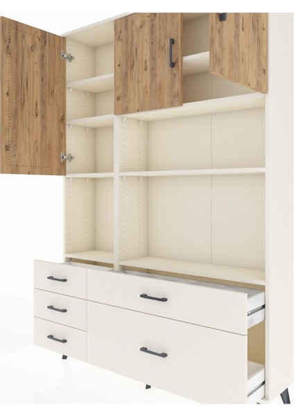 Arges Dolap 8 Raflı 5 Çekmeceli 3 Kapaklı 132X30X195 Aytaşı-Çam/aytaşı fırsatları