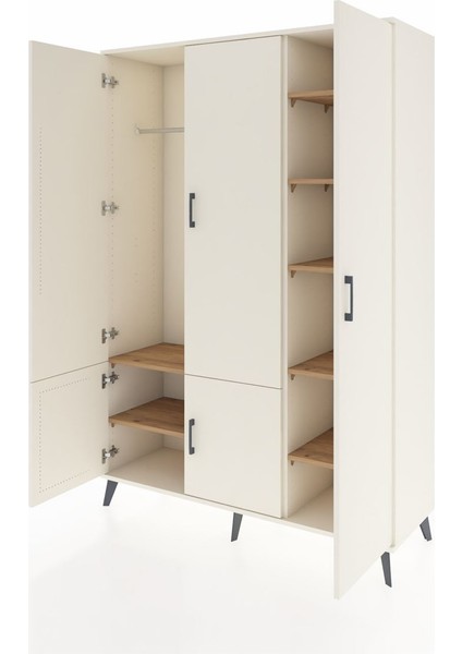 Hyperion Dolap 7 Raflı 5 Kapaklı Tek Askılı 132X44X195 Aytaşı-Aytaşı/çam modelleri