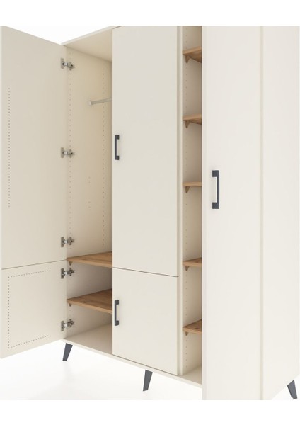 Hyperion Dolap 7 Raflı 5 Kapaklı Tek Askılı 132X44X195 Aytaşı-Aytaşı/çam fırsatları