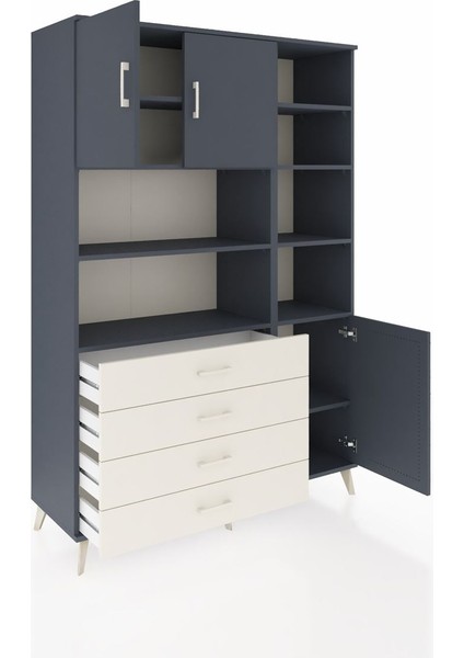 Hyperion Dolap 9 Raflı 4 Çekmeceli 3 Kapaklı 132X44X195 Antrasit-Antrasit/aytaşı indirimleri