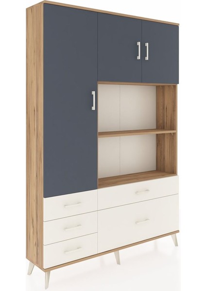 Arges Dolap 7 Raflı 5 Çekmeceli 3 Kapaklı 132X30X195 Çam-Antrasit/aytaşı fiyatları