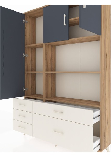 Arges Dolap 7 Raflı 5 Çekmeceli 3 Kapaklı 132X30X195 Çam-Antrasit/aytaşı fırsatları