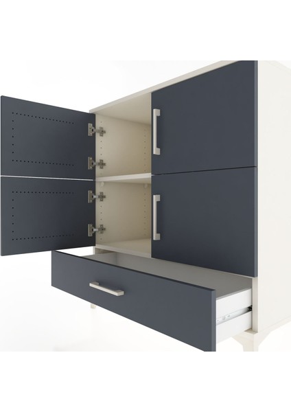 Hyperion Şifonyer 2 Raflı Tek Çekmeceli 4 Kapaklı 88X44X96 Aytaşı-Antrasit indirimleri