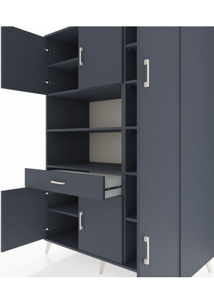 Kronos Dolap 10 Raflı Tek Çekmeceli 6 Kapaklı 132X59X195 Antrasit-Antrasit/antrasit fırsatları