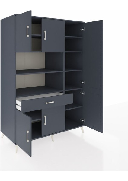 Kronos Dolap 10 Raflı Tek Çekmeceli 6 Kapaklı 132X59X195 Antrasit-Antrasit/antrasit indirimleri