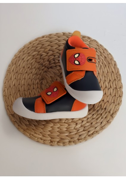 Ilk Adım Ortopedik Bebek Ayakkabısı Örümcek Adam Figürlü Renkli Bebek Spor Babet