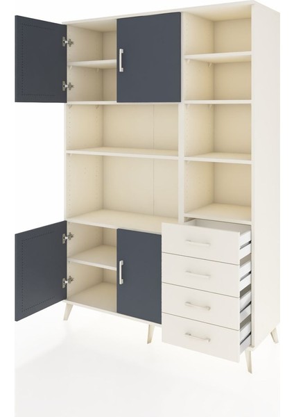 Hyperion Dolap 9 Raflı 4 Çekmeceli 4 Kapaklı 132X44X195 Aytaşı-Antrasit/aytaşı modelleri